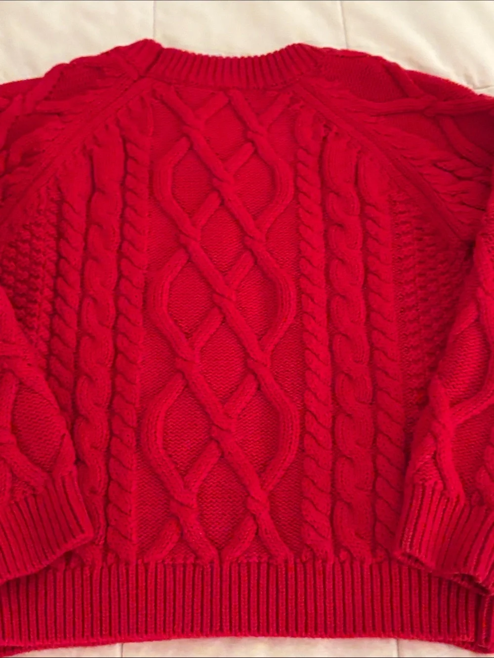 Kids Sz Red 💯 cotton Cable Knit Sweater - like new condition